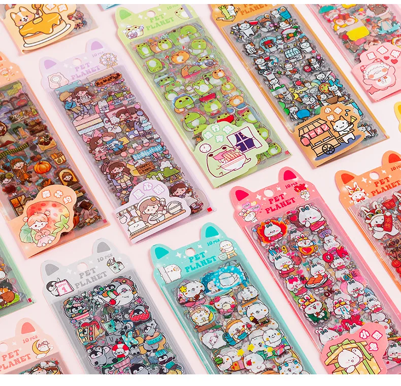 10pcs/pack Cartoon Patterns Decorative Stationery Stickers Colorful Dream Scrapbooking DIY Diary Album Planner Custom Stickers