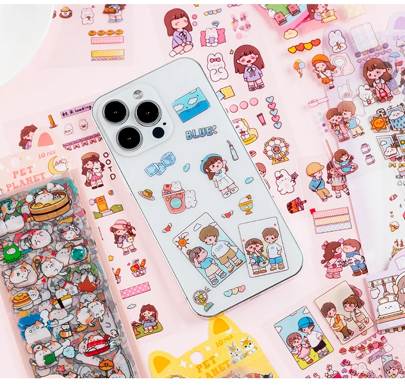 10pcs/pack Cartoon Patterns Decorative Stationery Stickers Colorful Dream Scrapbooking DIY Diary Album Planner Custom Stickers