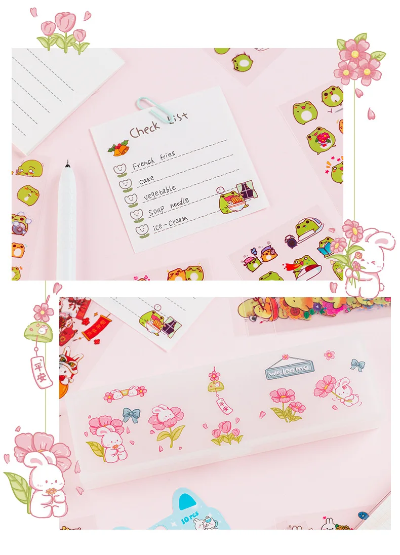 10pcs/pack Cartoon Patterns Decorative Stationery Stickers Colorful Dream Scrapbooking DIY Diary Album Planner Custom Stickers