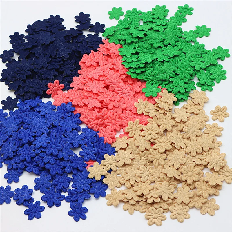 2cm cloth five-petal flower embossing DIY children's hair accessories hairpin jewelry small flower cloth accessories 100pcs/pack