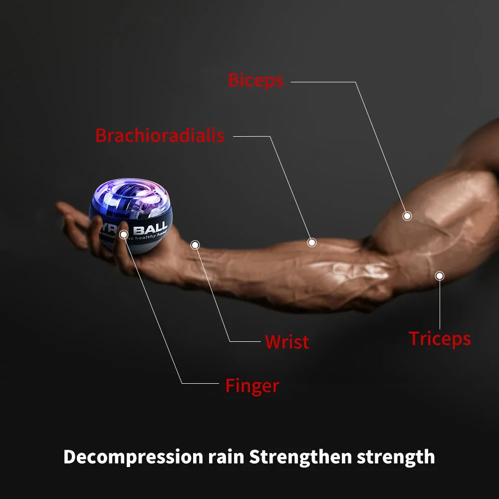 LED Gyroscopic Power Trainer Ball Autostart Range Gyro Power Wrist Ball Arm Hand Muscle Force Trainer Fitness Equipment