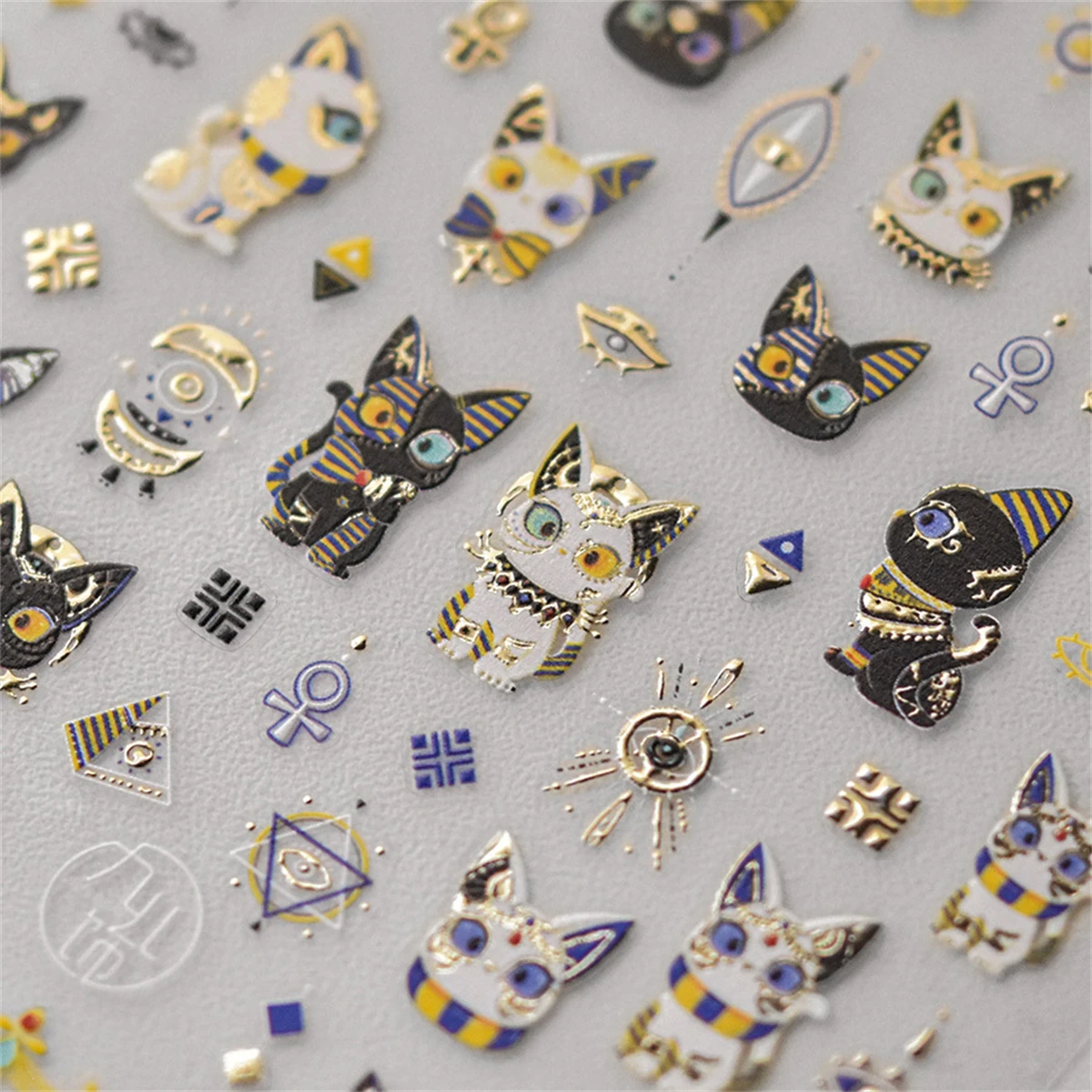 1pcs 5D Egypt Cat Nail Art Kawaii Stickers Bronzing Cartoon Cat Design Self Adhesive Manicure Decals Decoration Accessories DIY