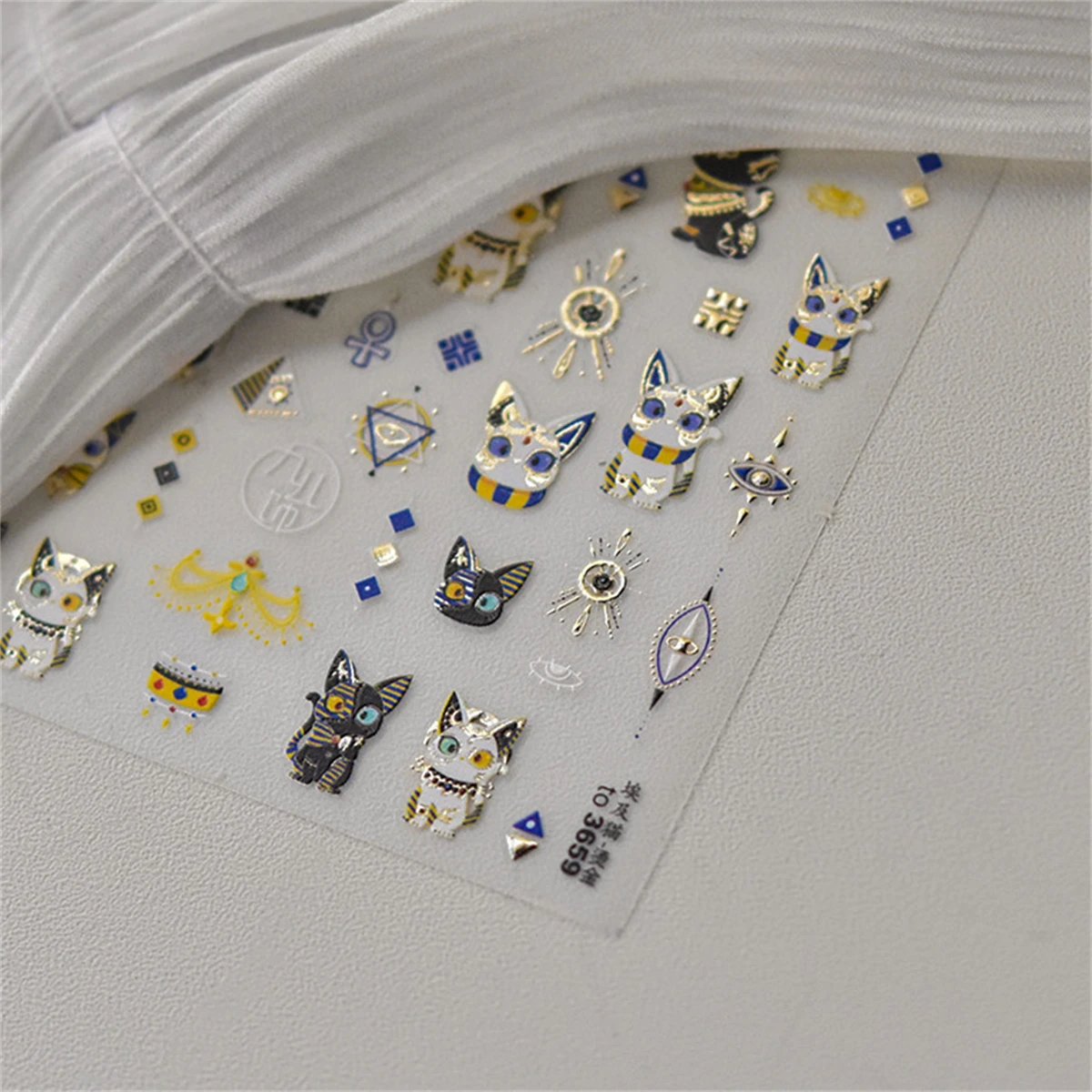 1pcs 5D Egypt Cat Nail Art Kawaii Stickers Bronzing Cartoon Cat Design Self Adhesive Manicure Decals Decoration Accessories DIY