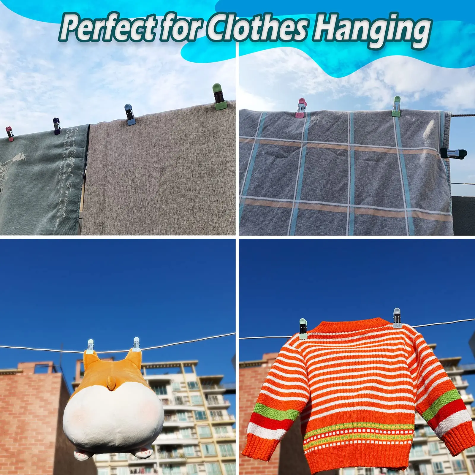 Heavy Duty Clothes Pins for Hanging Clothes,Stainless Steel Strong Clips for Crafts,Beach Towel,Kitchen Sock,Fabri