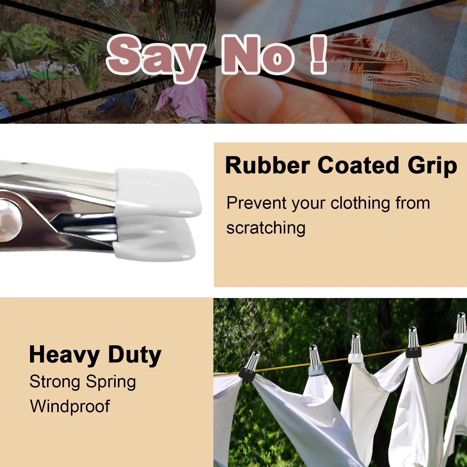 Heavy Duty Clothes Pins for Hanging Clothes,Stainless Steel Strong Clips for Crafts,Beach Towel,Kitchen Sock,Fabri