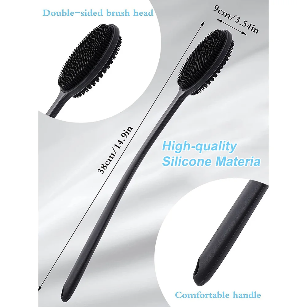 Bath Soft Back Brush Bath Shower Sponge Scrubbing Brush with Handle Exfoliating Scrub Skin Massager Exfoliating Bathroom Brush