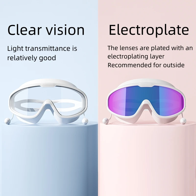 Swimming Goggles Big Frame Swimming Goggles Big Frame HD Wide View Anti-Fog UV Protection Swimming Goggles for Adults No Leaking