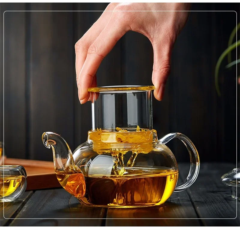 JUSTINLAU 400/1000ML Filterable Heat-resistant Thickened Glass Teapot High Borosilicate Glass Flower Tea Pot Glass Tea Pot Set