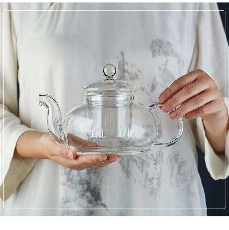 JUSTINLAU 400/1000ML Filterable Heat-resistant Thickened Glass Teapot High Borosilicate Glass Flower Tea Pot Glass Tea Pot Set
