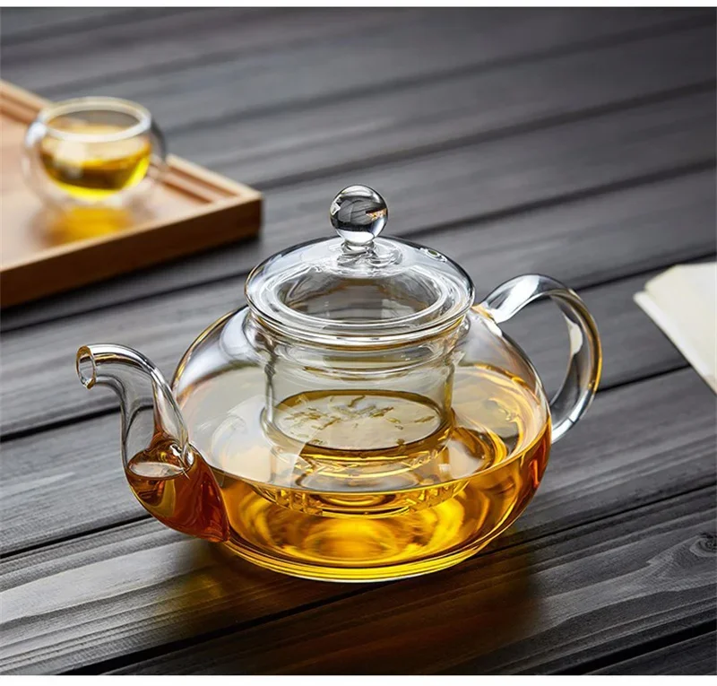 JUSTINLAU 400/1000ML Filterable Heat-resistant Thickened Glass Teapot High Borosilicate Glass Flower Tea Pot Glass Tea Pot Set