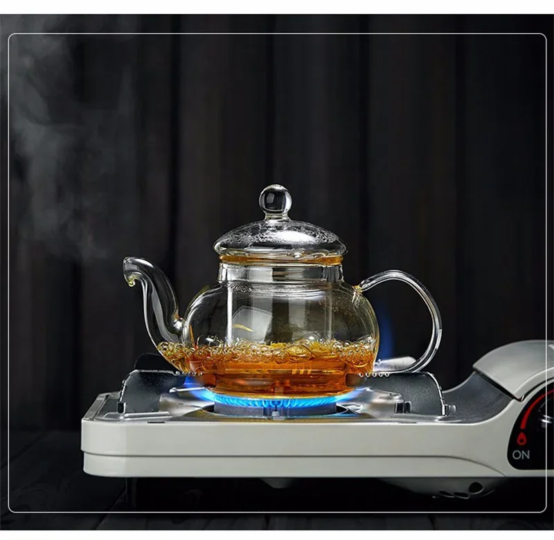 JUSTINLAU 400/1000ML Filterable Heat-resistant Thickened Glass Teapot High Borosilicate Glass Flower Tea Pot Glass Tea Pot Set