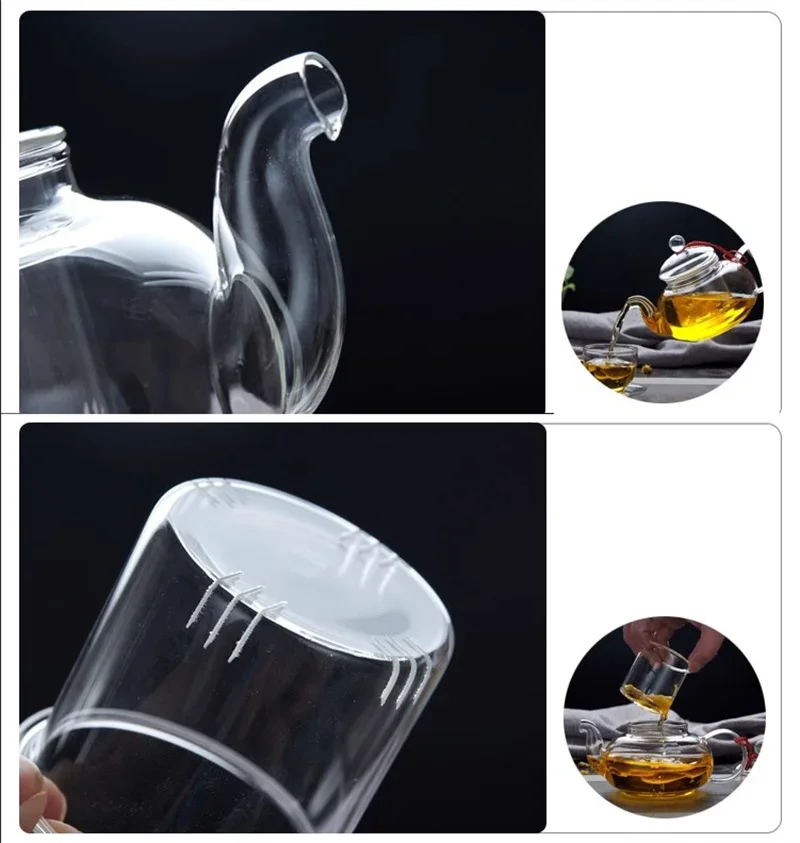 JUSTINLAU 400/1000ML Filterable Heat-resistant Thickened Glass Teapot High Borosilicate Glass Flower Tea Pot Glass Tea Pot Set