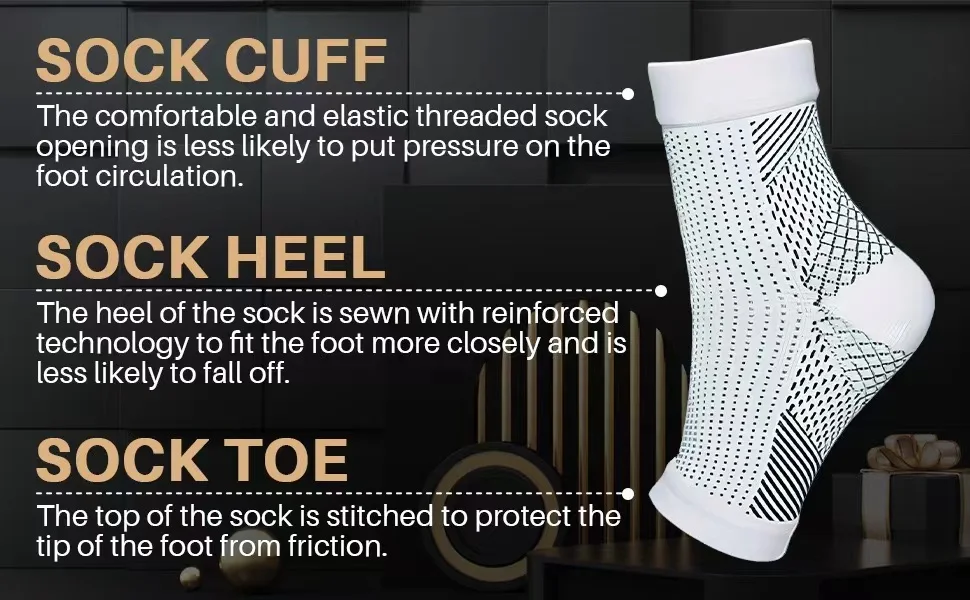 1Pair Plantar Fasciitis Socks Sleeves,30-40mmHg Compression Socks for Ankle Support,Injury Recovery, Eases Swelling Women Men