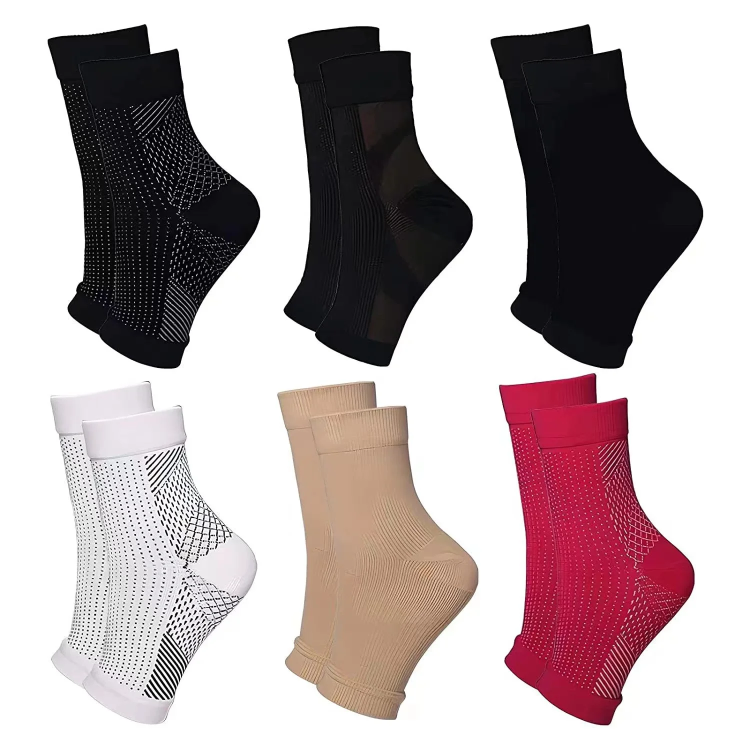 1Pair Plantar Fasciitis Socks Sleeves,30-40mmHg Compression Socks for Ankle Support,Injury Recovery, Eases Swelling Women Men