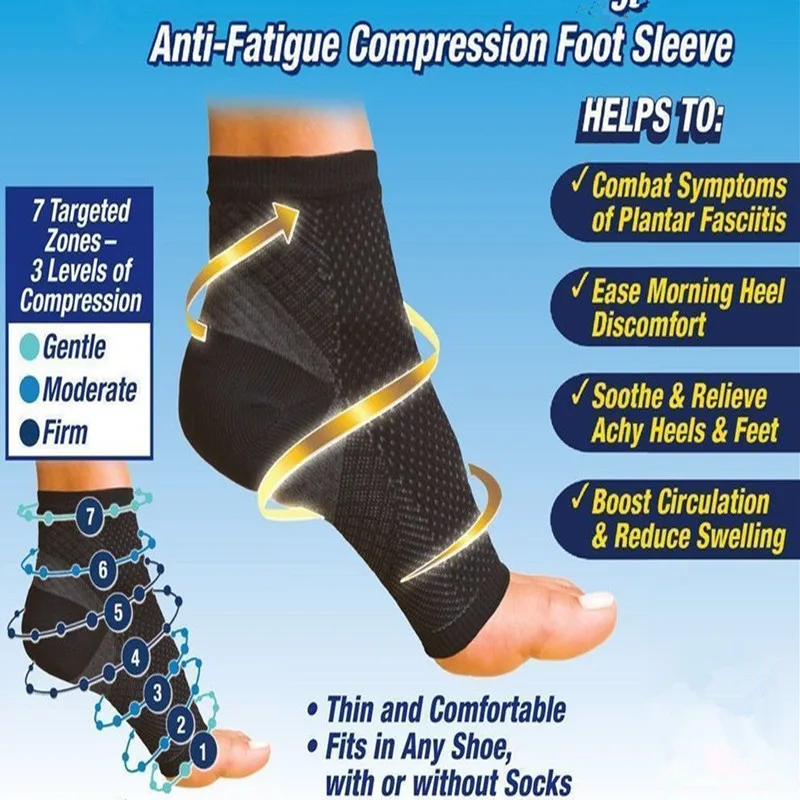 1Pair Plantar Fasciitis Socks Sleeves,30-40mmHg Compression Socks for Ankle Support,Injury Recovery, Eases Swelling Women Men