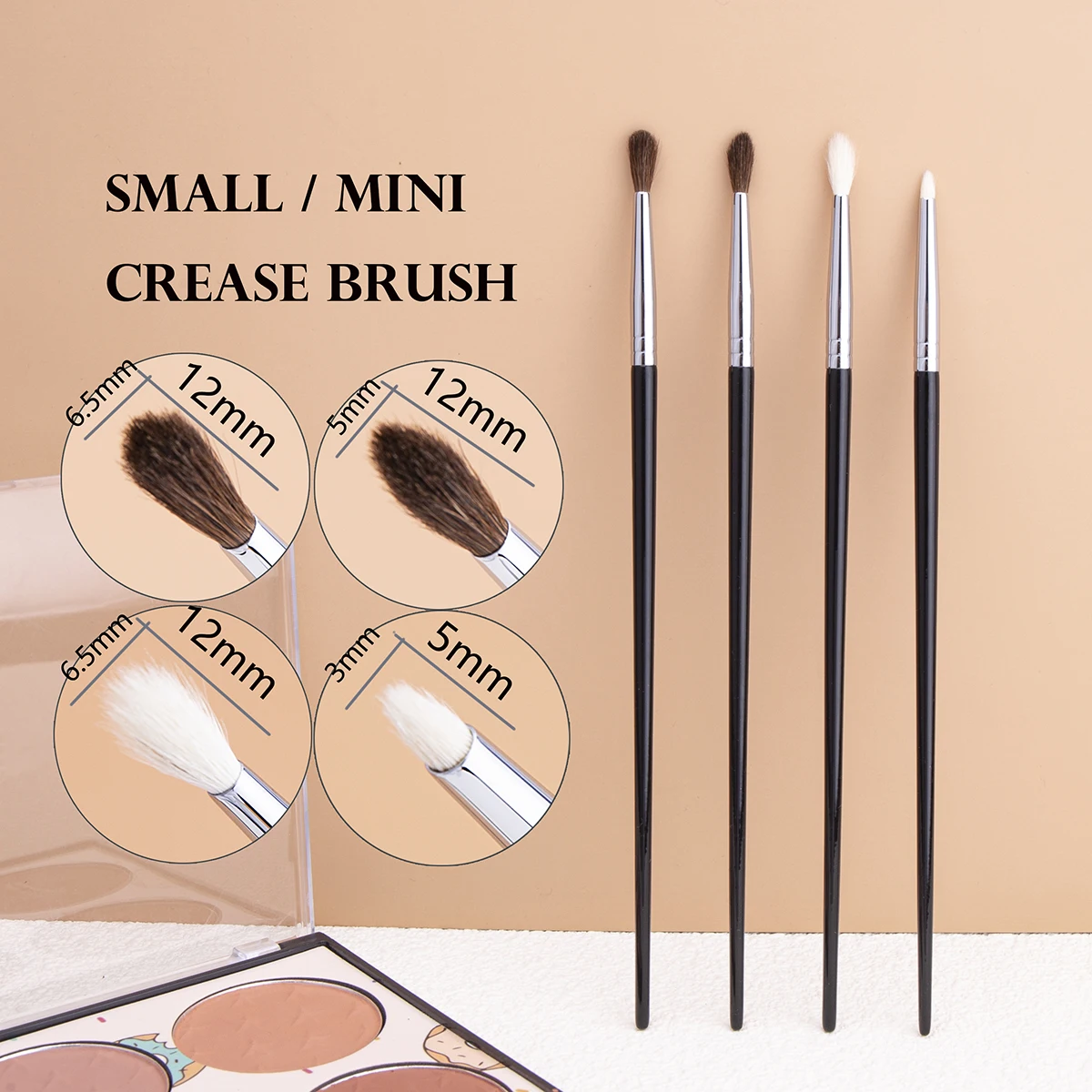 Small Crease Brush Mini Pointed Eyeshadow Blending Makeup Brush Fluffy Goat Hair / Horse Hair Precise Tapered Crease Makeup Tool