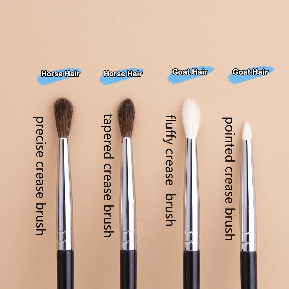 Small Crease Brush Mini Pointed Eyeshadow Blending Makeup Brush Fluffy Goat Hair / Horse Hair Precise Tapered Crease Makeup Tool