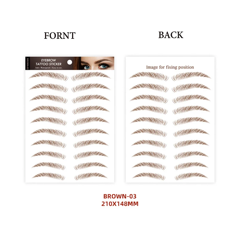 Eyebrow Makeup Tattoo Sticker Water-based Hair-liked Waterproof Long Lasting False Eyebrows Stickers for Brow Grooming Shaping