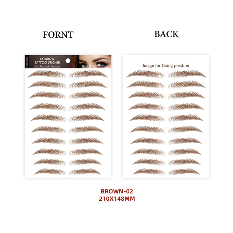 Eyebrow Makeup Tattoo Sticker Water-based Hair-liked Waterproof Long Lasting False Eyebrows Stickers for Brow Grooming Shaping