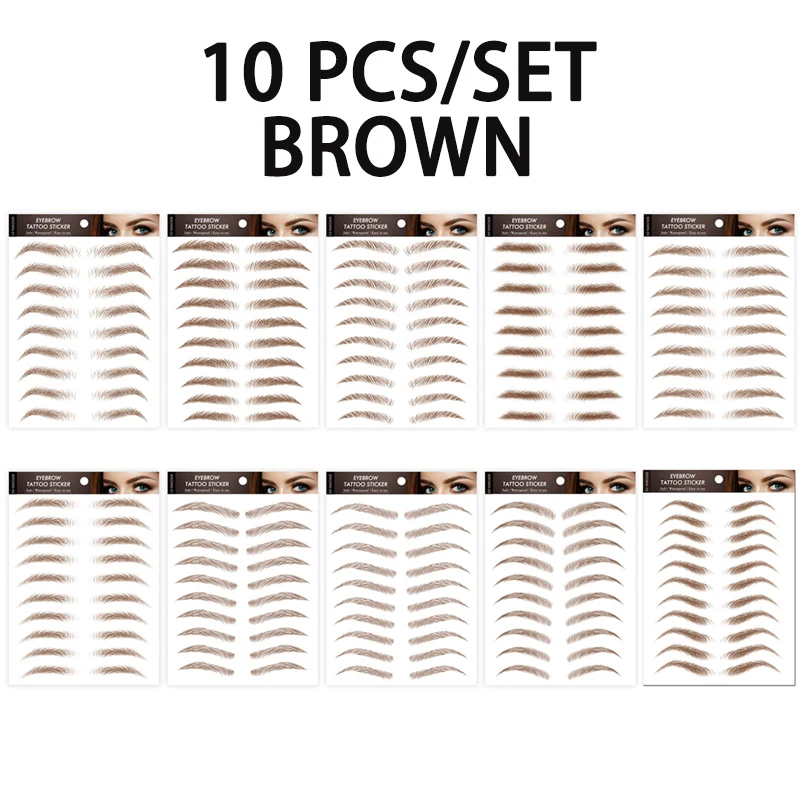 Eyebrow Makeup Tattoo Sticker Water-based Hair-liked Waterproof Long Lasting False Eyebrows Stickers for Brow Grooming Shaping