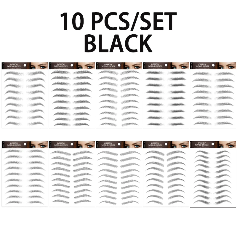 Eyebrow Makeup Tattoo Sticker Water-based Hair-liked Waterproof Long Lasting False Eyebrows Stickers for Brow Grooming Shaping