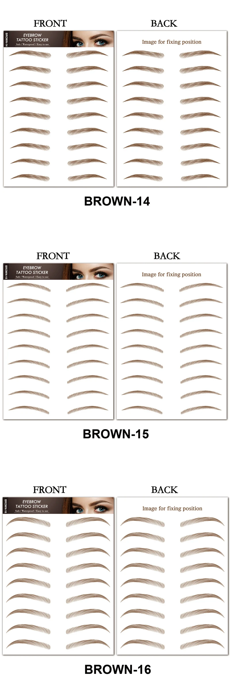 Eyebrow Makeup Tattoo Sticker Water-based Hair-liked Waterproof Long Lasting False Eyebrows Stickers for Brow Grooming Shaping
