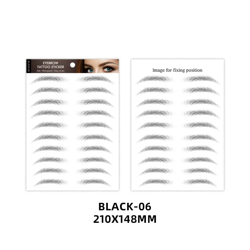 Eyebrow Makeup Tattoo Sticker Water-based Hair-liked Waterproof Long Lasting False Eyebrows Stickers for Brow Grooming Shaping