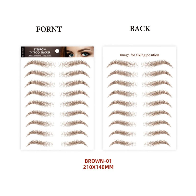 Eyebrow Makeup Tattoo Sticker Water-based Hair-liked Waterproof Long Lasting False Eyebrows Stickers for Brow Grooming Shaping