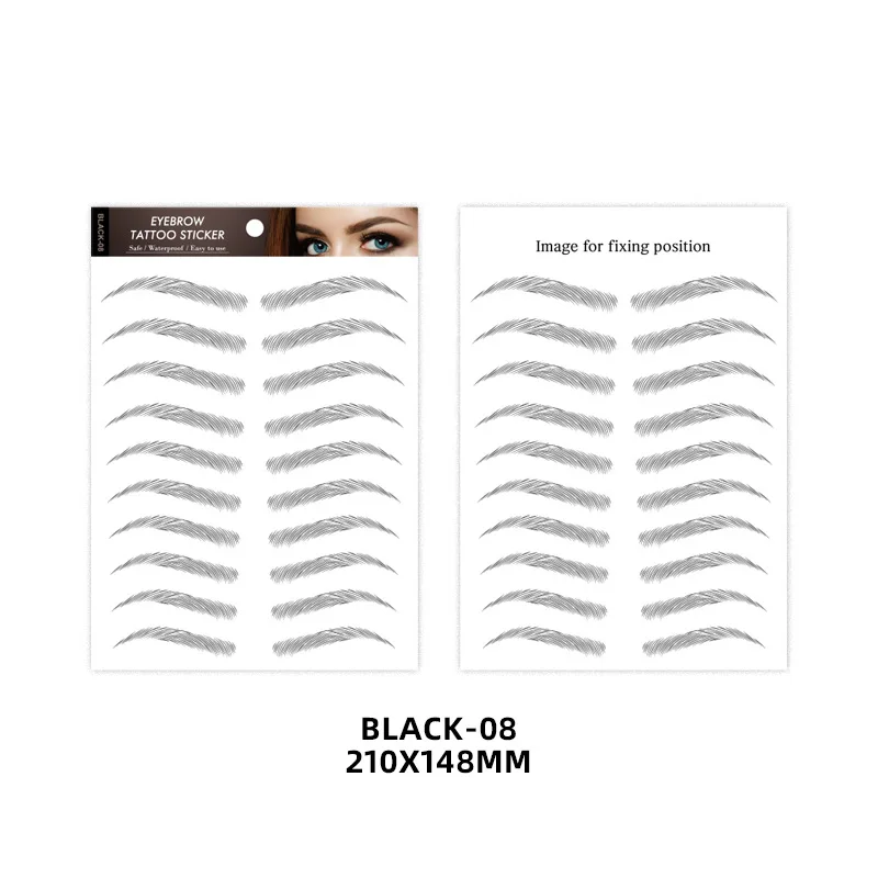 Eyebrow Makeup Tattoo Sticker Water-based Hair-liked Waterproof Long Lasting False Eyebrows Stickers for Brow Grooming Shaping