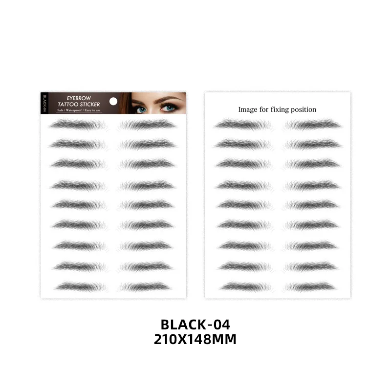 Eyebrow Makeup Tattoo Sticker Water-based Hair-liked Waterproof Long Lasting False Eyebrows Stickers for Brow Grooming Shaping