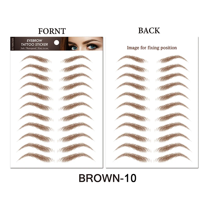 Eyebrow Makeup Tattoo Sticker Water-based Hair-liked Waterproof Long Lasting False Eyebrows Stickers for Brow Grooming Shaping