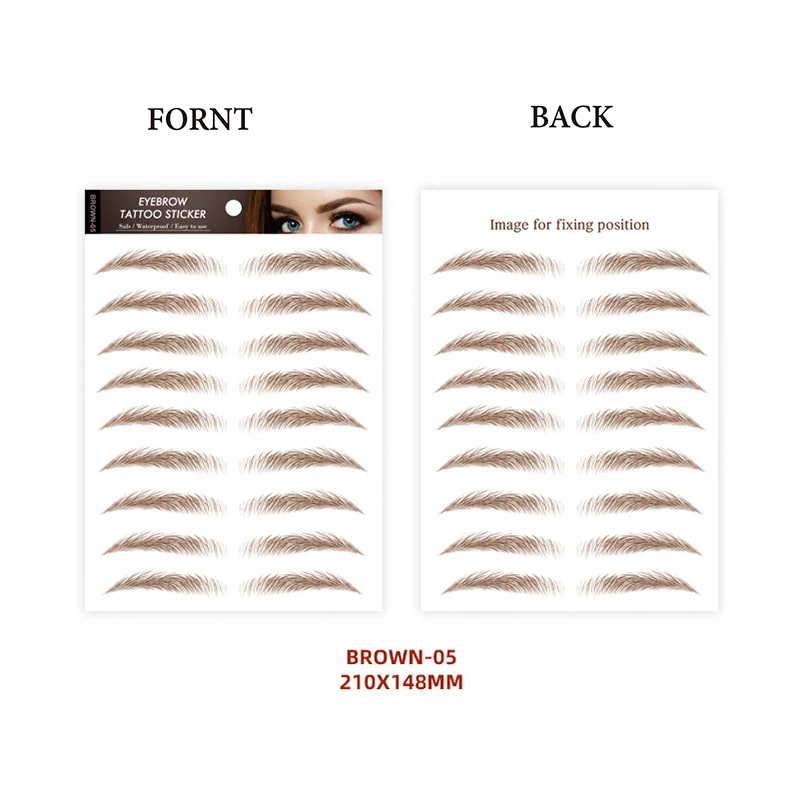 Eyebrow Makeup Tattoo Sticker Water-based Hair-liked Waterproof Long Lasting False Eyebrows Stickers for Brow Grooming Shaping