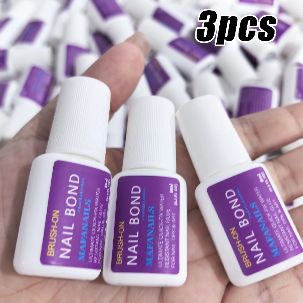 8g/Bottle Brush on Nail Glue for Acrylic Nail Tips,Long Lasting Nail Glue Adhesive Super Bond (7g/pc) Suitable for Professional