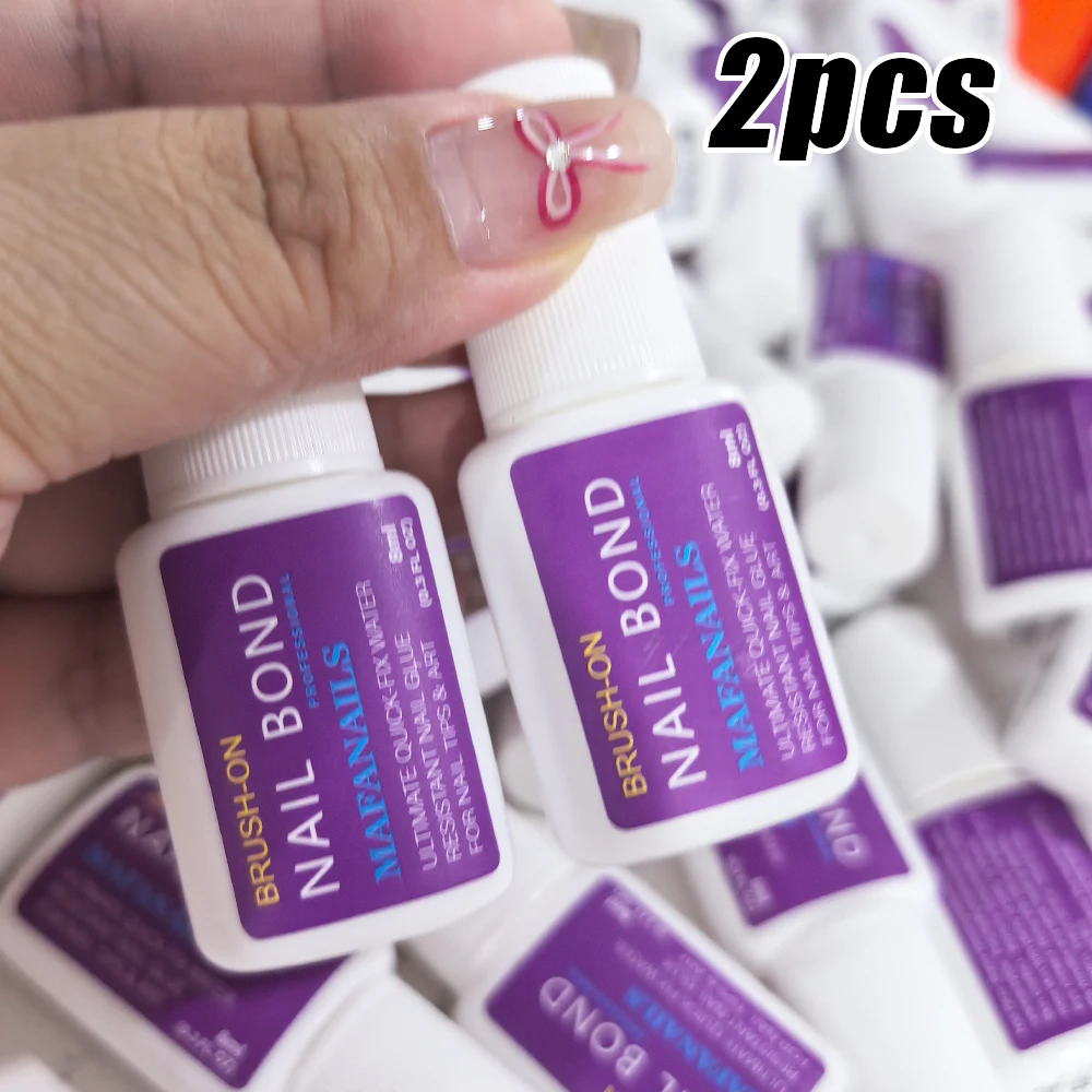 8g/Bottle Brush on Nail Glue for Acrylic Nail Tips,Long Lasting Nail Glue Adhesive Super Bond (7g/pc) Suitable for Professional