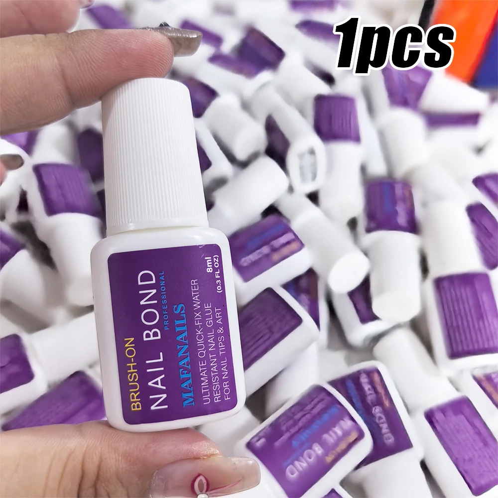 8g/Bottle Brush on Nail Glue for Acrylic Nail Tips,Long Lasting Nail Glue Adhesive Super Bond (7g/pc) Suitable for Professional
