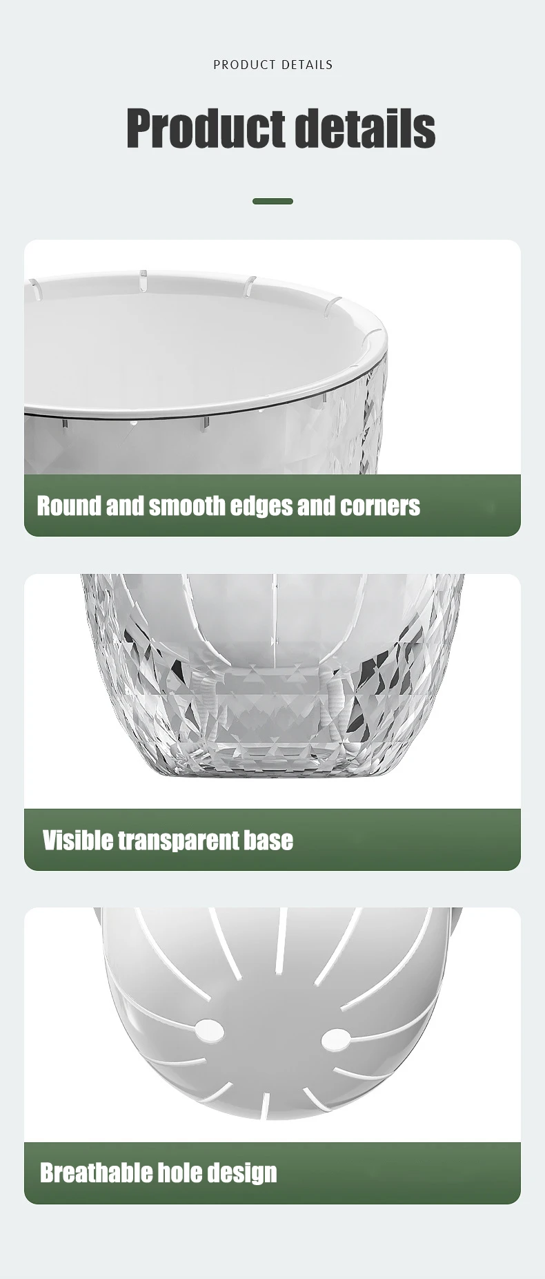 Self Watering Flowerpot Automatic Water Absorbing Flowerpot Transparent Double Layer Plastic Succulent Plant Pot Decorative Pot