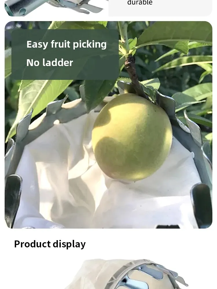 1pc Fruit Picker Tool, Metal Cherry Picker Tool, Fruit Picker Basket Head,Fruit Harvester Attachment Garden Hardware Tools