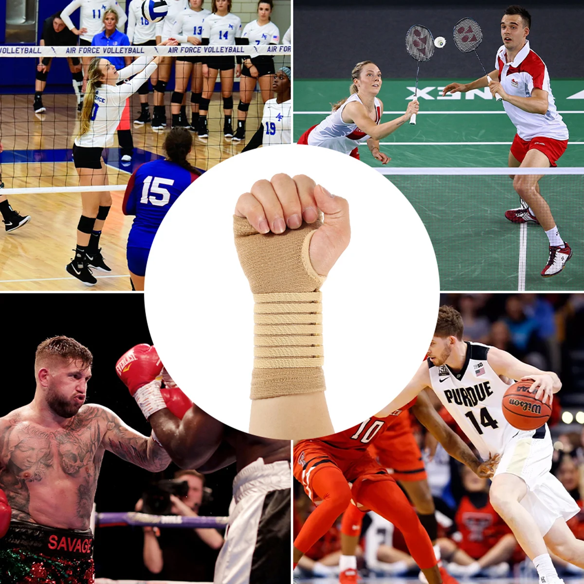 2pcs Wrist Bandage Support Beige Wrist Hand Support Gloves Thumb Hand Wrist Support Strap Glove For Sprains, Injury Or Sports