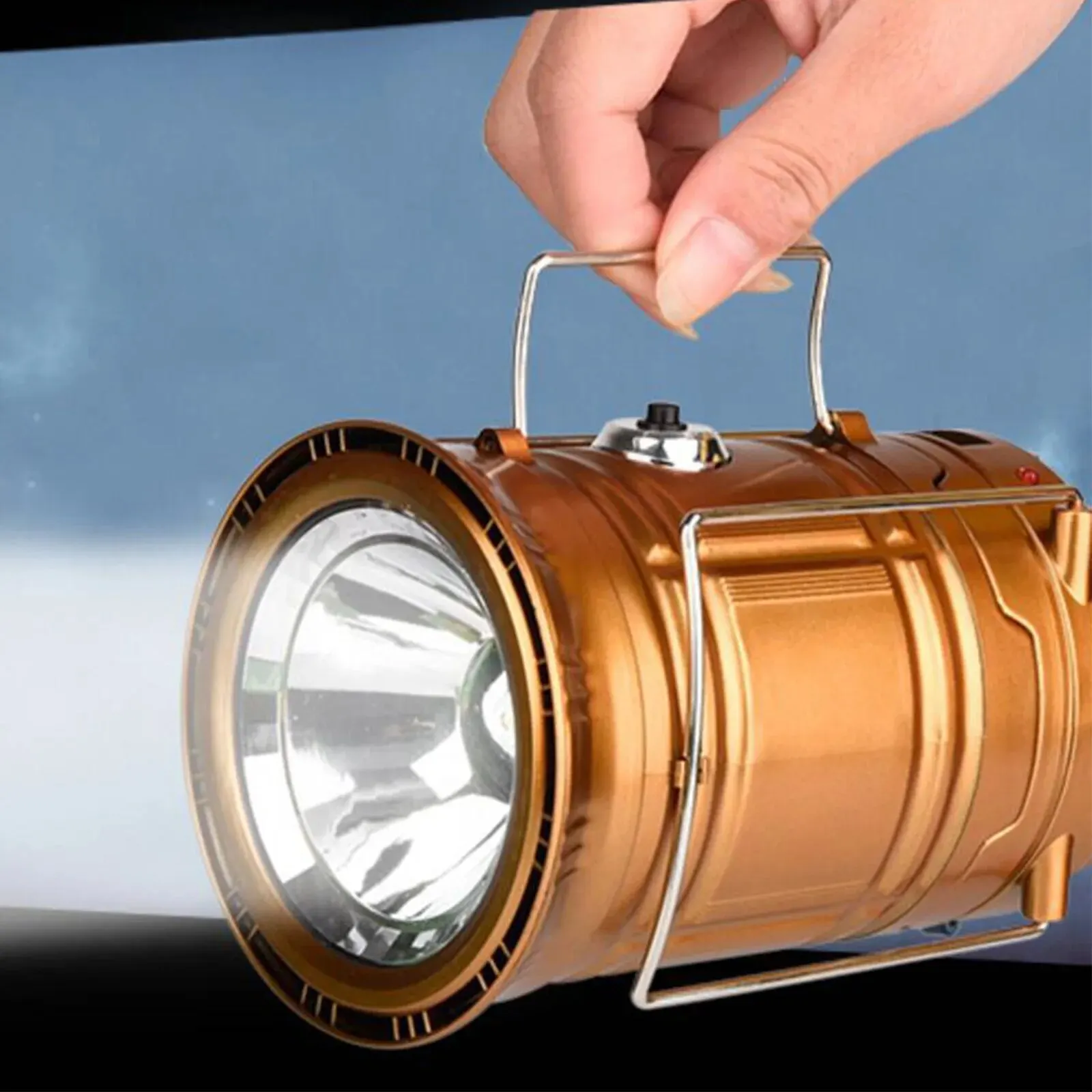 Solar Multifunctional Handheld Camping Lamp Tent Lamp LED Portable Flashlight Portable Waterproof Emergency Powered Work Light