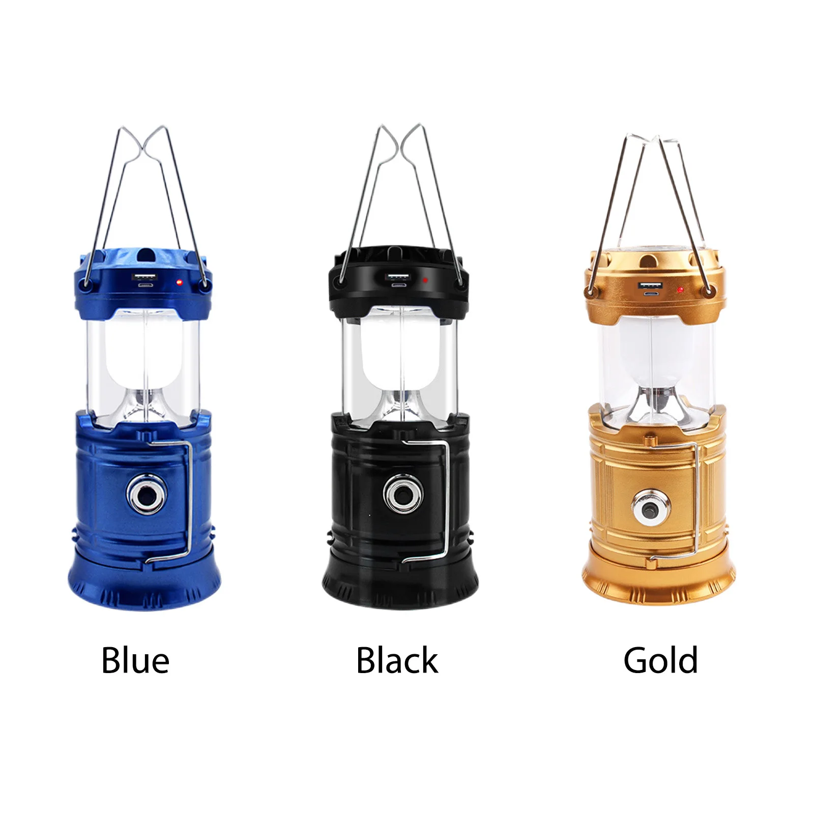 Solar Multifunctional Handheld Camping Lamp Tent Lamp LED Portable Flashlight Portable Waterproof Emergency Powered Work Light