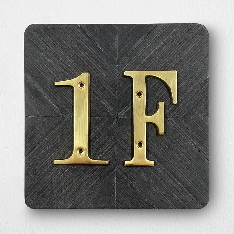 1pc 101mm Brass House Number Outdoor 4 inch Metal Letter Apartment Door Number Mailbox Address Sign #0-9 With Screws