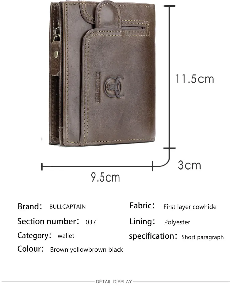BULLCAPTAIN Men RFID Blocking Bifold Wallet Genuine Leather Card Holder Wallets with 15 Card Slots