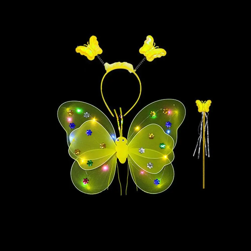 LED Children Costume Props Girls Skirts Angel Luminous Wings Flashing Butterfly Skirt Lights Suit 2-8year Easter Valentines Day