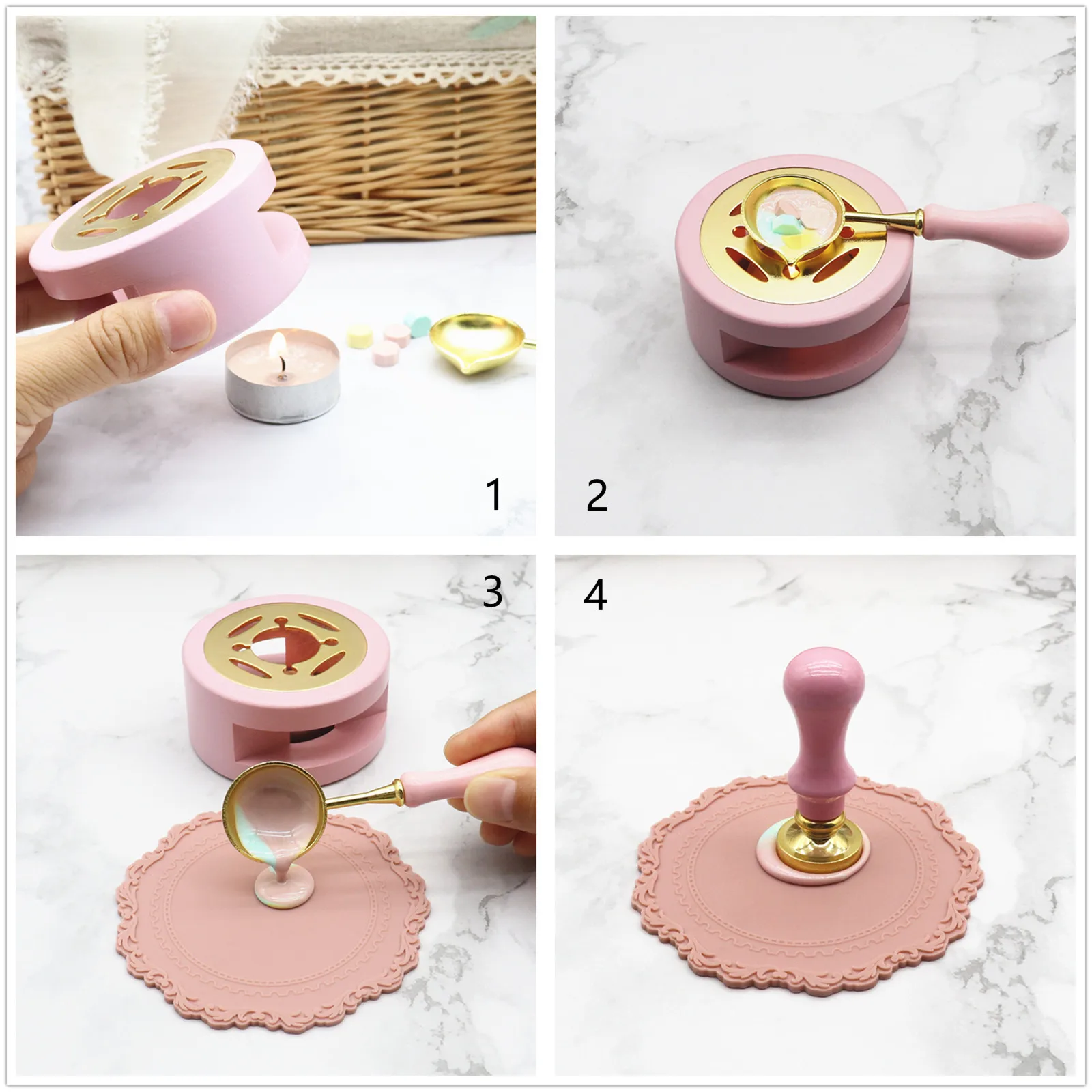 1set Wax Seal Warmer,Wax Seal Kit with Wax Seal Spoon for Melting Wax Seal Beads Or Sealing Wax Sticks