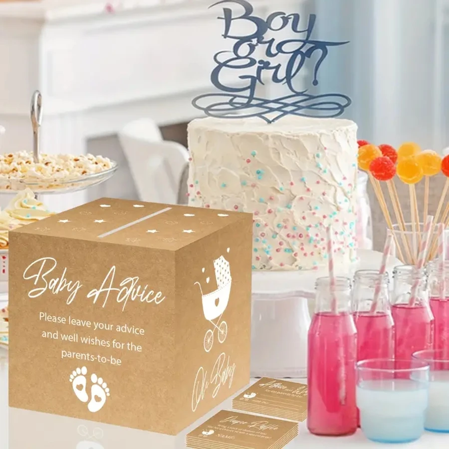 51pcs Baby Shower Advice Cards Diaper Raffle Game Box Tickets Party Decorations For Baby Shower Birthday Baby Gift Supplies