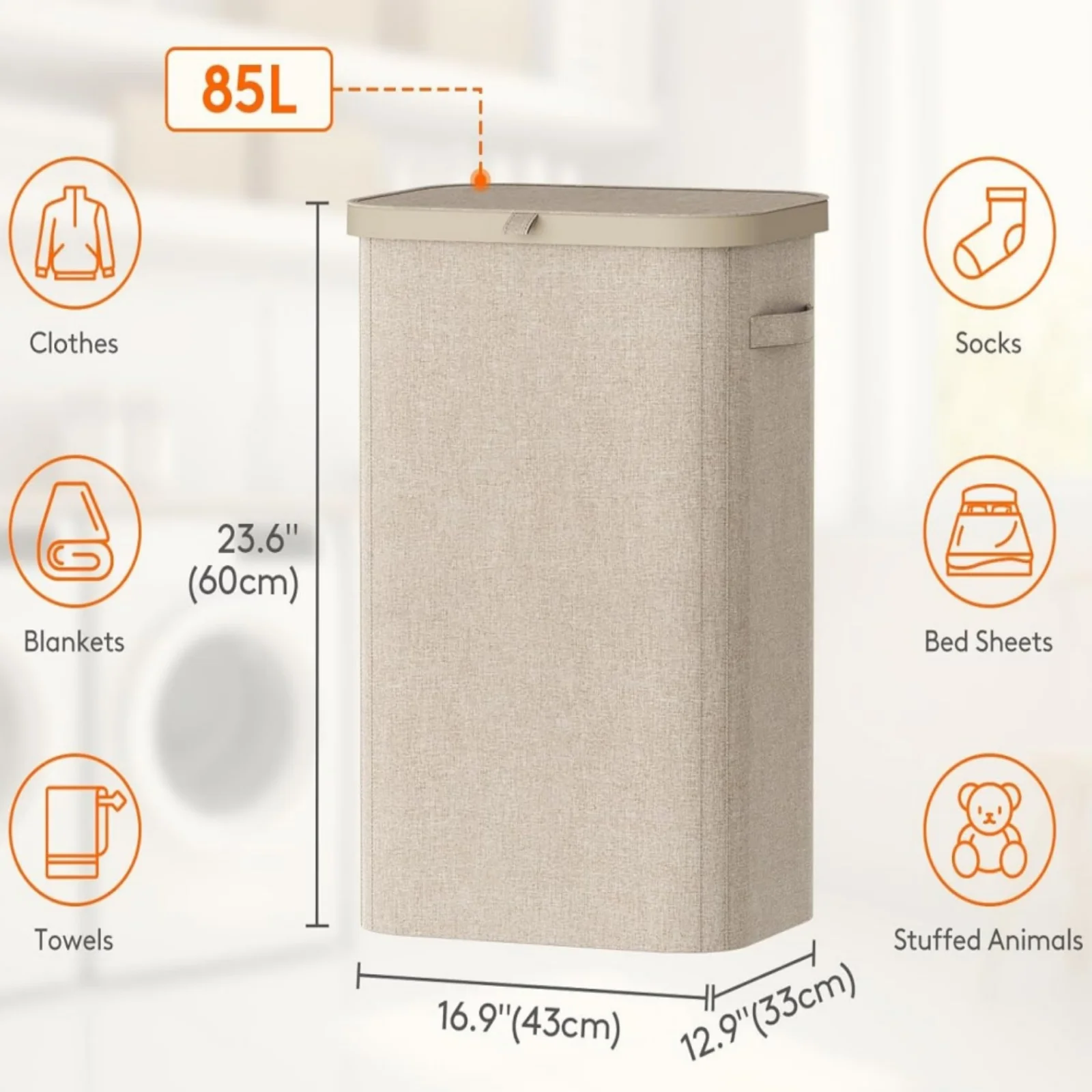 1PC Laundry Basket With Wheels And Lid,Closed Laundry Hamper,Suitable For Bedrooms,Bathtubs,Laundry,Dormitories