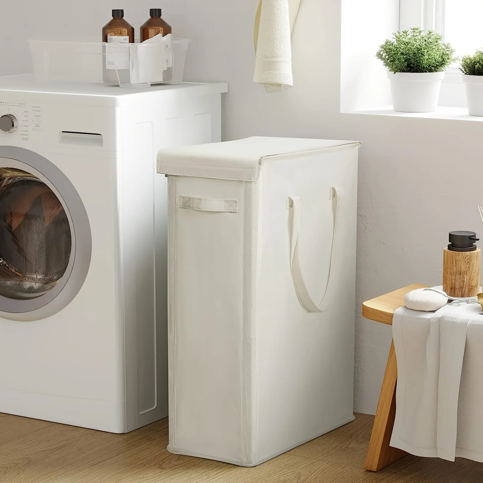 1PC Laundry Basket With Wheels And Lid,Closed Laundry Hamper,Suitable For Bedrooms,Bathtubs,Laundry,Dormitories