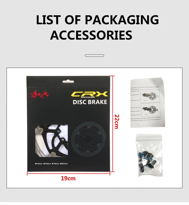 RACEWORK Carbon Fiber Bike Disc Brake Rotor MTB Road Bicycle Ultralight 6 Bolts Floating Rotor 140mm 160mm 180mm Brake Disc