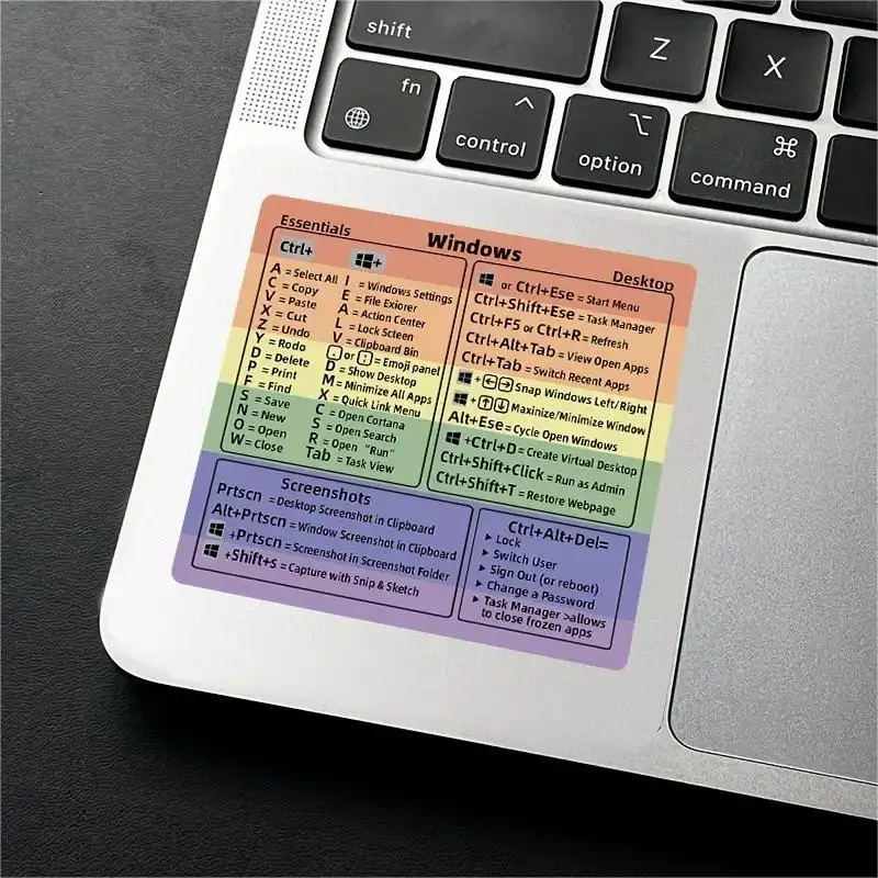 Windows + Word/Excel Quick Reference Guide Keyboard Shortcut Stickers, Laptop Keyboard Shortcuts Stickerss No-Residue Vinyl