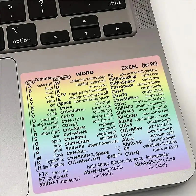 Windows + Word/Excel Quick Reference Guide Keyboard Shortcut Stickers, Laptop Keyboard Shortcuts Stickerss No-Residue Vinyl